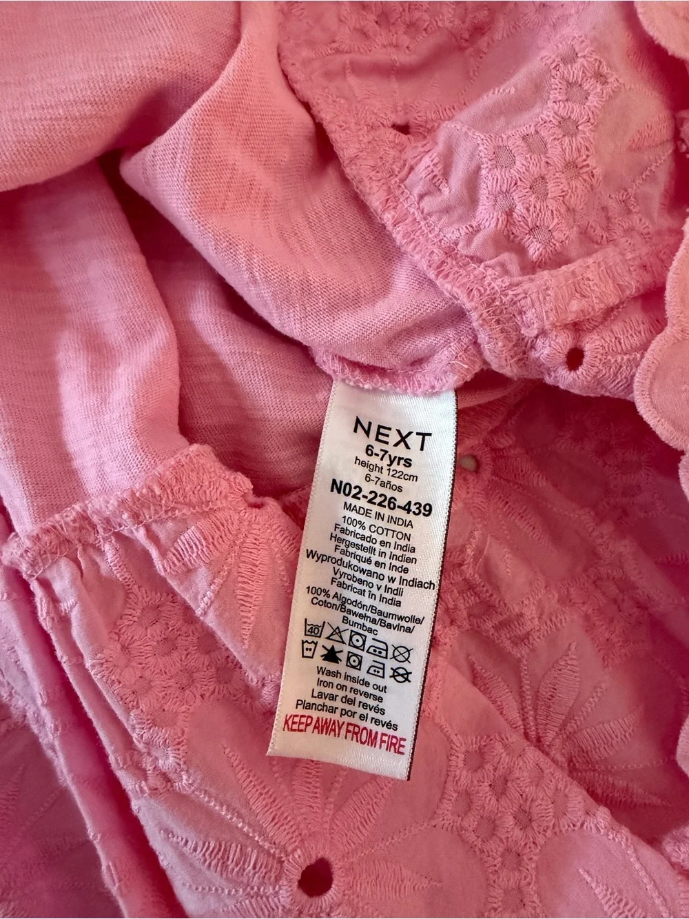 next Pink Eyelet Flutter-Sleeve Dress